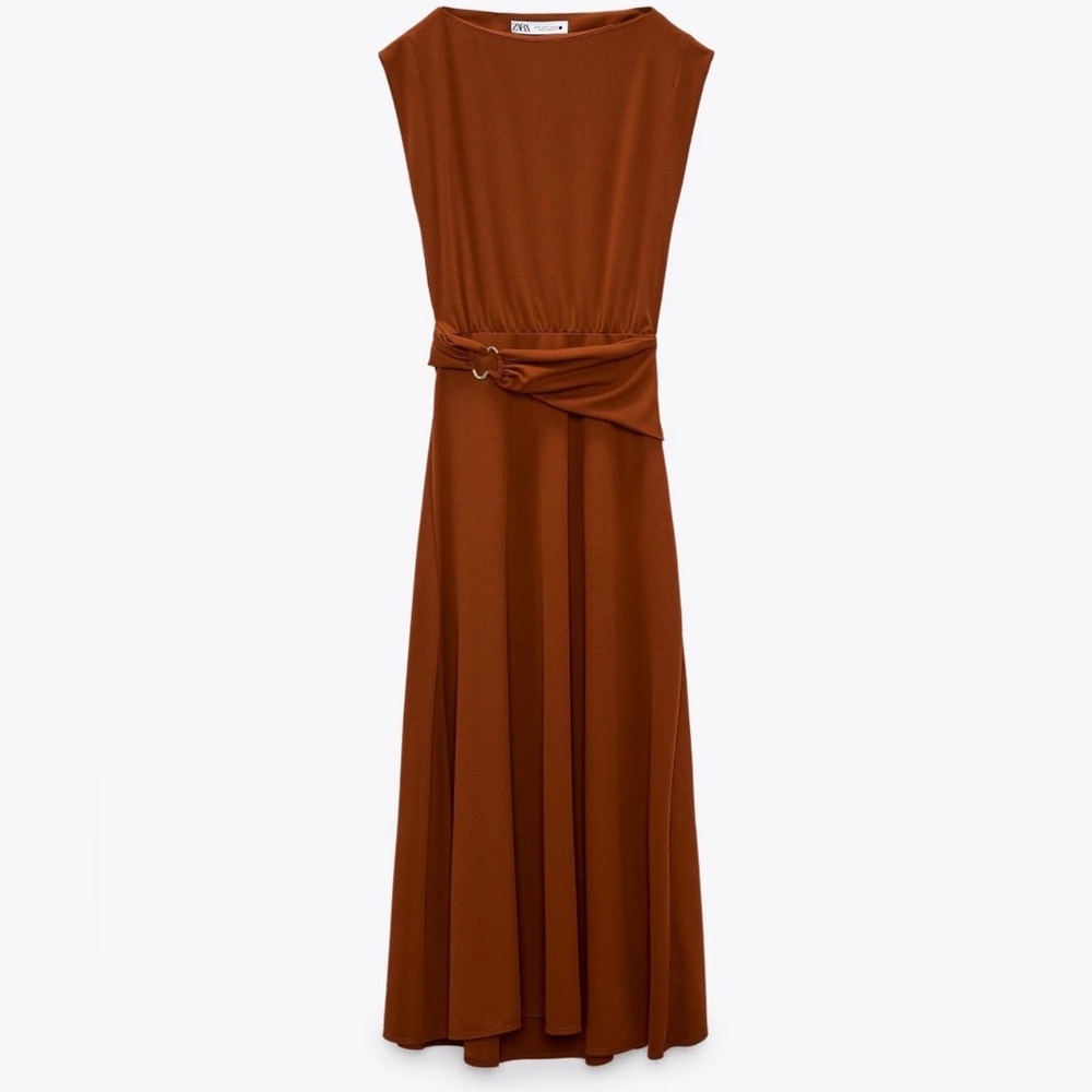 Zara Rust Maxi Dress Zara Terracota Brown Midaxi Dress